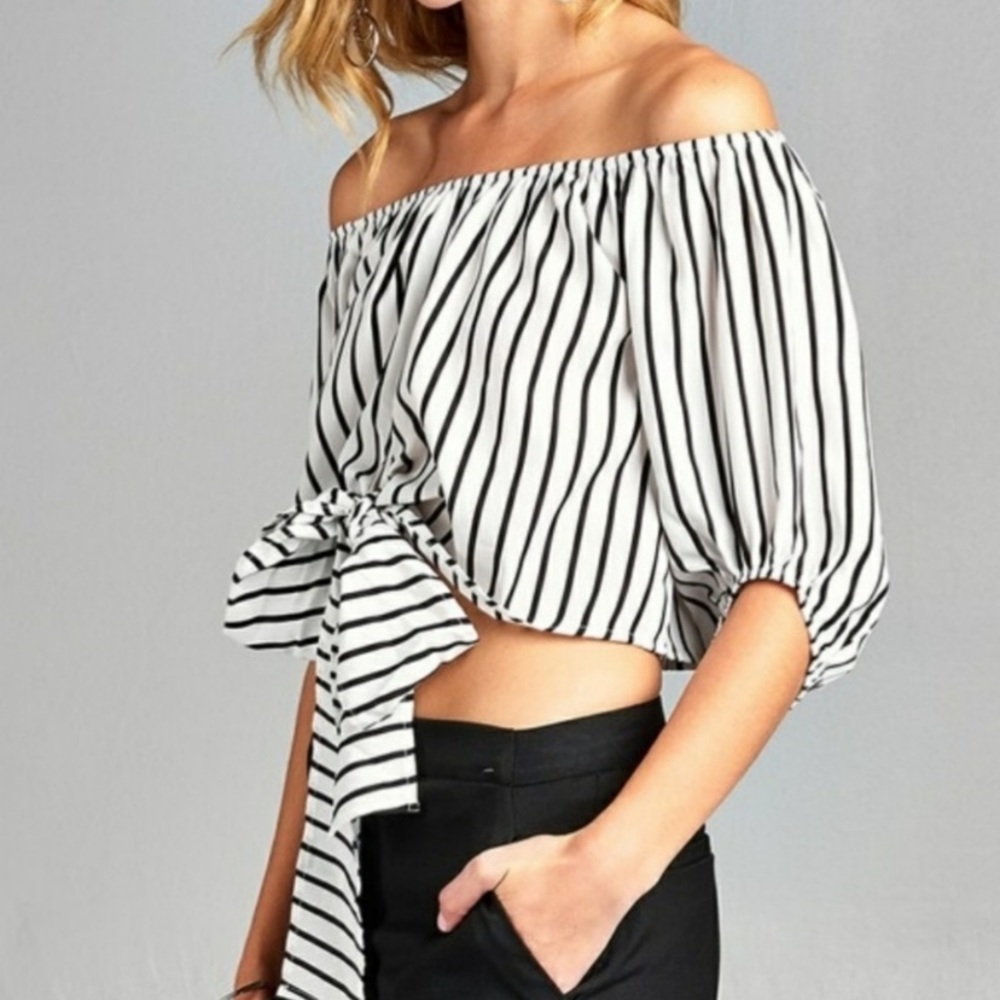 Black & White Striped Crop